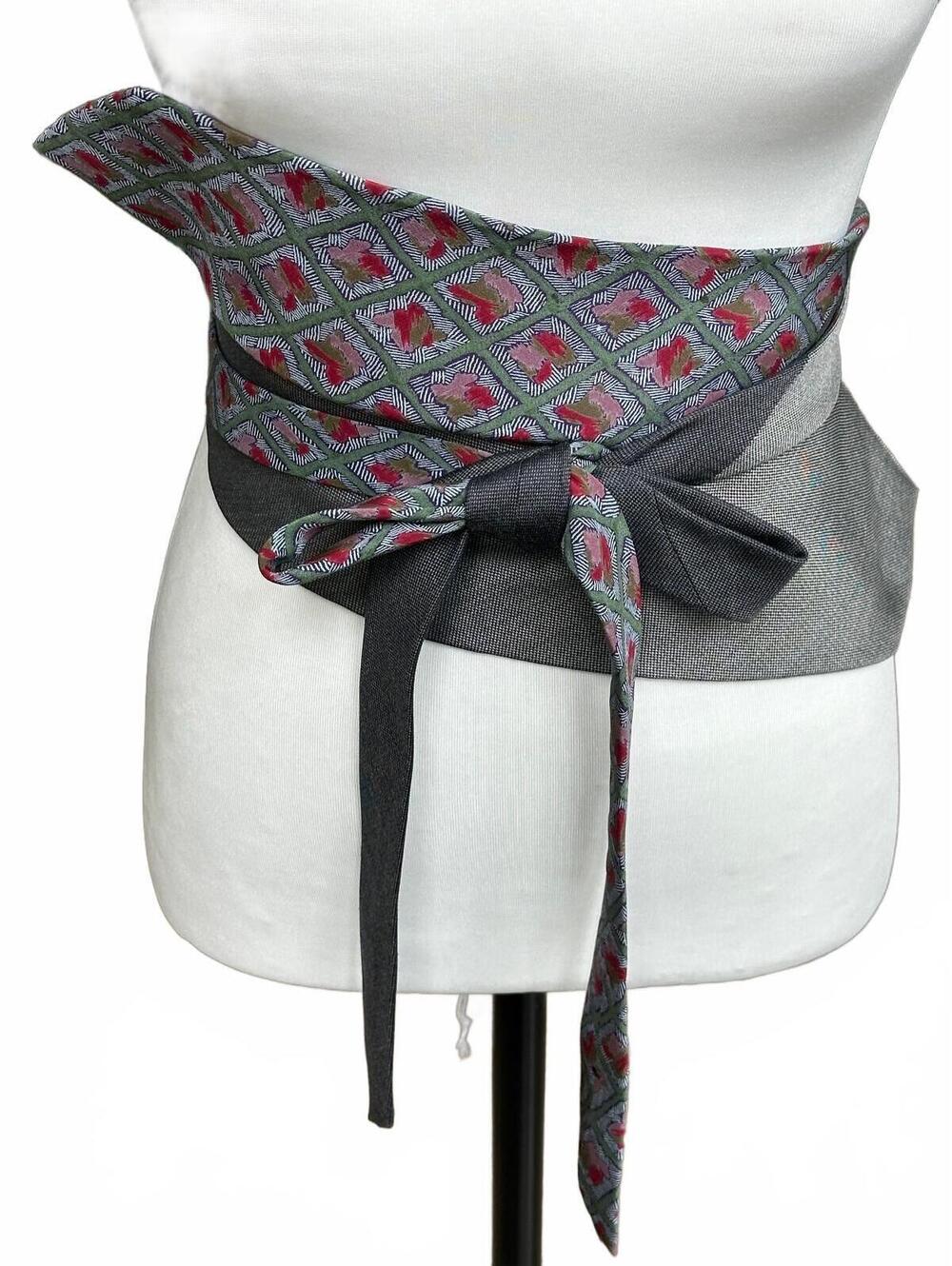 Upcycled Silk Necktie Obi Belt | Corset Style Belt | One-of-a-Kind | OS